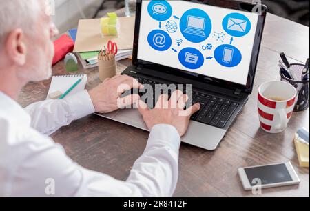 Email sending concept shown on a laptop screen Stock Photo