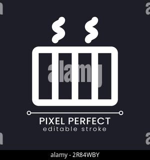 Electric heater pixel perfect white linear ui icon for dark theme Stock Vector