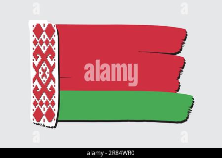 Belarus Flag with colored hand drawn lines in Vector Format Stock Vector