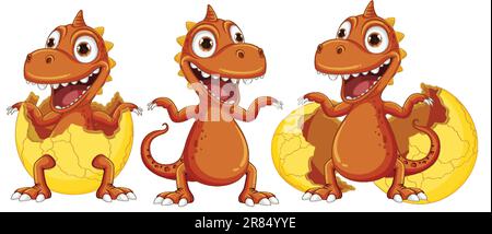 Little Dinosaur Monster Hatching from Egg illustration Stock Vector