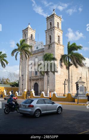 Catholic church of the Templo De San Servacio Valladolid Yucatan Mexico Stock Photo