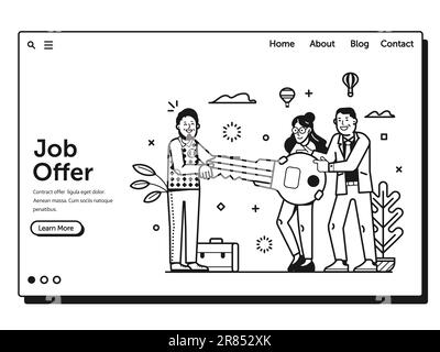 Job Application Form Web Page Landing Template Stock Vector