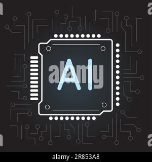 AI cpu computer chip sign icon symbol Stock Vector