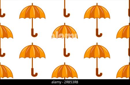 Seamless stylish pattern of umbrella on white background in flat style. Vector illustration. Stock Photo