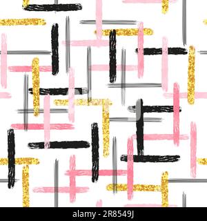 Striped seamless pattern. Hand drawn stripes and brush strokes abstract background. Stock Vector