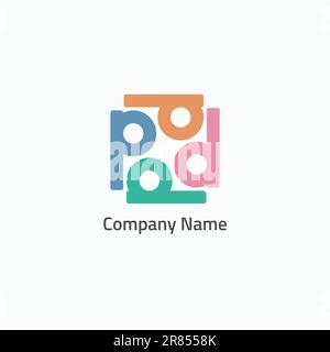 Abstract lettering logo with four colors. Stock Vector