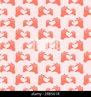Parents and a kids hands forming a heart shape vector illustration. Family seamless pattern. Baby shower background. . Stock Vector