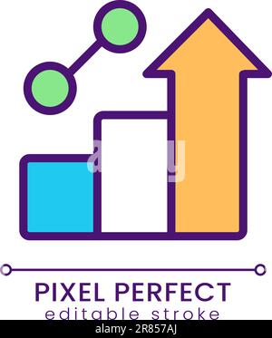 Business growth pixel perfect RGB color icon Stock Vector