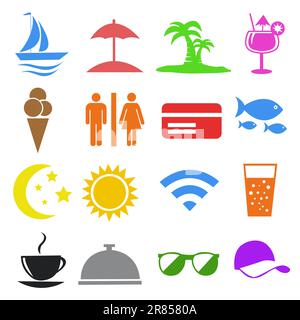 Summer and Vacation icons vector Stock Vector