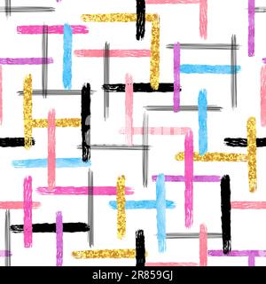 Colorful striped seamless pattern. Hand drawn watercolor stripes and brush strokes abstract background. Stock Vector