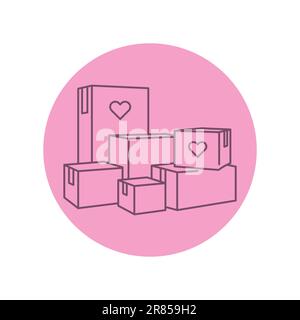 Donation boxes black line icon. Pictogram for web page, mobile app, promo. Stock Vector