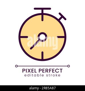 Stopwatch yellow pixel perfect RGB color icon Stock Vector