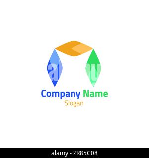 The logo is a combination of three colored ovals that form letters and directions. Stock Vector