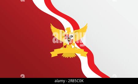 Art illustration design concept background with indonesian eagle Stock Vector