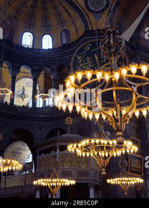 Interior of the Hagia Sophia Mosque in Istanbul, Turkey Stock Photo
