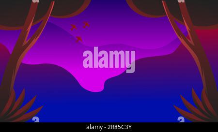 Art illustration frame abstract background gradient jungle tree and sky vector letter space shape modern landscape line Stock Vector