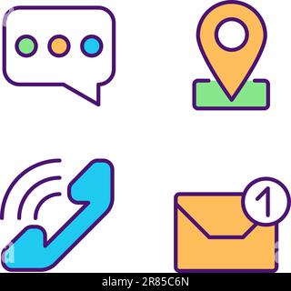 Communication channels pixel perfect RGB color icons set Stock Vector