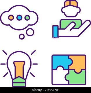 Teamwork pixel perfect RGB color icons set Stock Vector