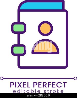 Contact book pixel perfect RGB color icon Stock Vector