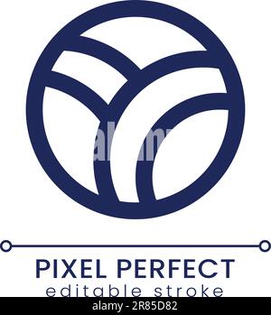 Volleyball pixel perfect linear ui icon Stock Vector