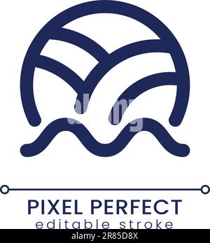 Beach volleyball pixel perfect linear ui icon Stock Vector