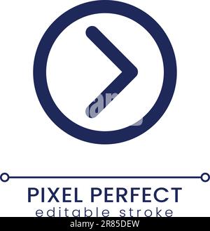 Right direction pointer pixel perfect linear ui icon Stock Vector