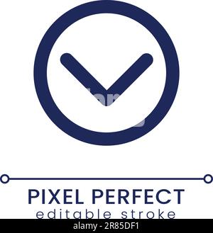 Downward direction button pixel perfect linear ui icon Stock Vector