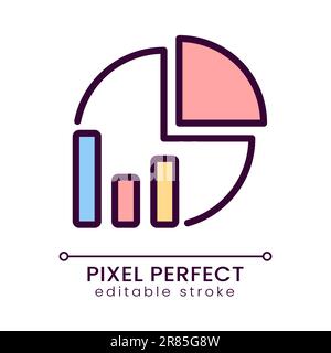 Pie chart pixel perfect RGB color icon Stock Vector