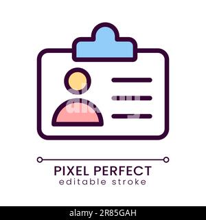 Employee badge pixel perfect RGB color icon Stock Vector