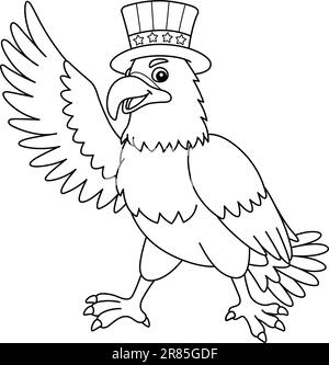 4th of July Eagle Wearing an American Hat Coloring Stock Vector Image ...