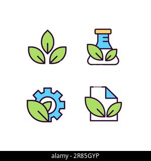 Environmental friendly industry pixel perfect RGB color icons set Stock Vector