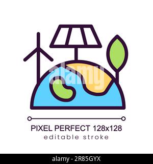Renewable energy pixel perfect RGB color icon Stock Vector