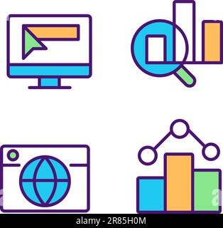 Business online technology pixel perfect RGB color icons set Stock Vector