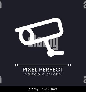 Surveillance pixel perfect white linear ui icon for dark theme Stock Vector