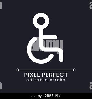 Disability pixel perfect white linear ui icon for dark theme Stock Vector