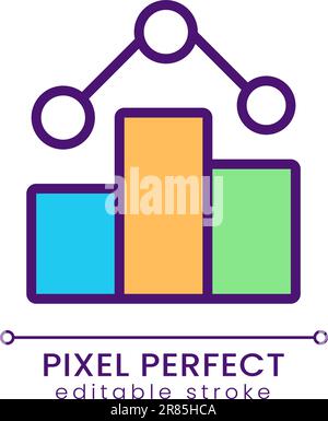 Business statistical data pixel perfect RGB color icon Stock Vector