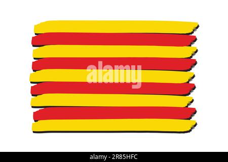 Catalonia Flag with colored hand drawn lines in Vector Format Stock Vector