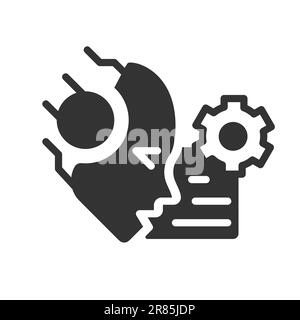 AI reads and summarize black linear glyph icon Stock Vector