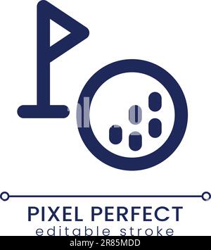 Golf ball and cup tag pixel perfect linear ui icon Stock Vector