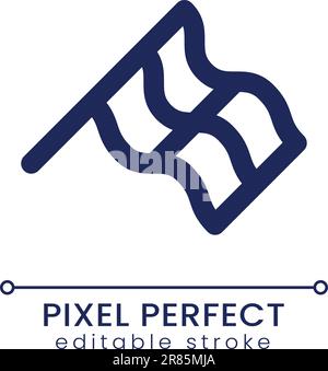 Waving chequered flag pixel perfect linear ui icon Stock Vector