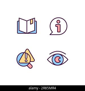 Seeking for answers pixel perfect RGB color icons set Stock Vector