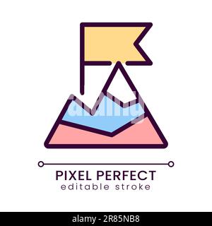 Top of mountain pixel perfect RGB color icon Stock Vector