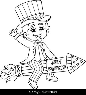 4th of July Uncle Sam Coloring Page Illustration Stock Vector Image ...