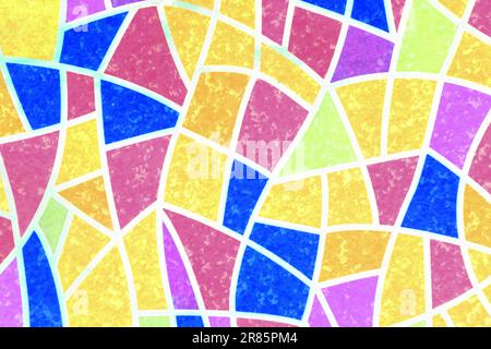 Abstract background. Multicolored stained glass surface. Colored geometric patterns. Stone mosaic. Stock Photo