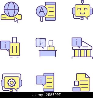 Technical support pixel perfect RGB color icons set Stock Vector