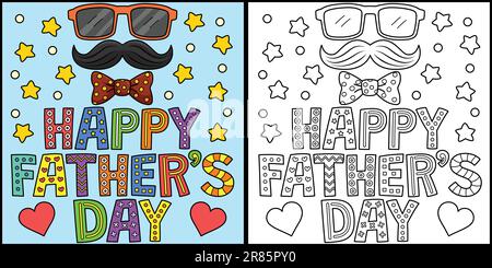 Happy Fathers Day Coloring Page Illustration Stock Vector Image & Art ...