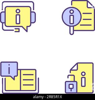 Client information support pixel perfect RGB color icons set Stock Vector