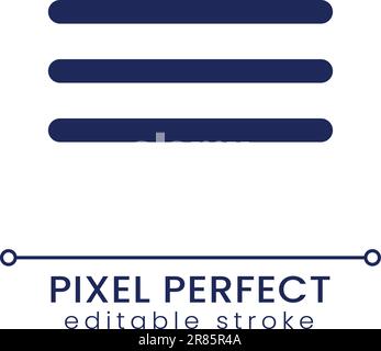 Hamburger menu button pixel perfect linear ui icon Stock Vector