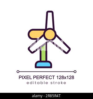 Windmill pixel perfect RGB color icon Stock Vector