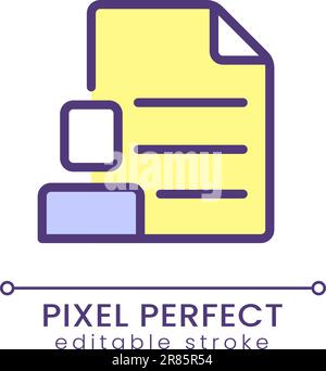 Employee information pixel perfect RGB color icon Stock Vector